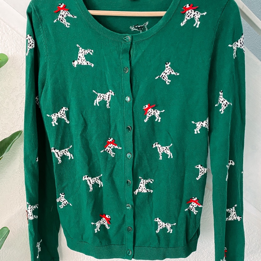 Talbots Dalmatian Dog Cardigan Sweater Size S